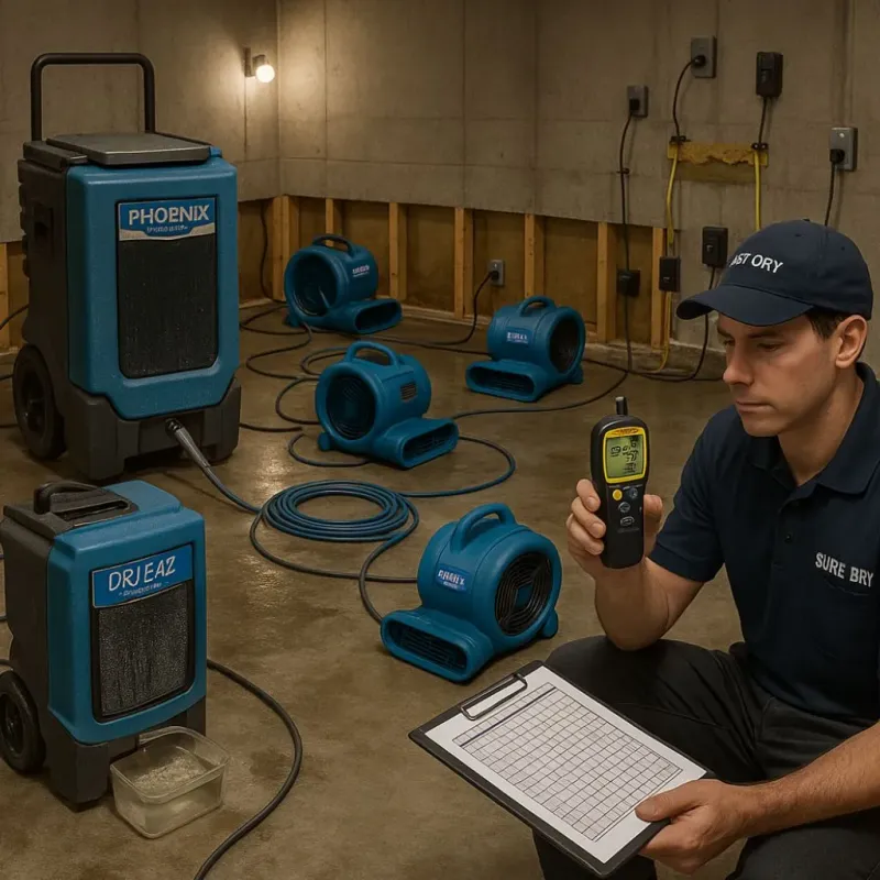 Structural Drying and Dehumidification process in Groton, MA